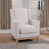 Armchair in Beige Colour Lounge Accent Chair Upholstered Fabric with Wooden leg