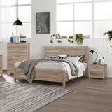 Alice 3 Pieces Bedroom Suite Natural Wood Like MDF Structure King Size Oak Colour Bed, Bedside Table