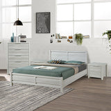 Alice 4 Pieces Bedroom Suite Natural Wood Like MDF Structure Queen Size White Ash Colour Bed, Bedside Table & Tallboy