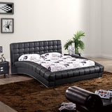 Designer Bed in Faux Leather King Size Stainless Steel Curved Side Black Colour with Metal Frame