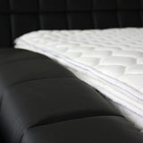 Designer Bed in Faux Leather King Size Stainless Steel Curved Side Black Colour with Metal Frame