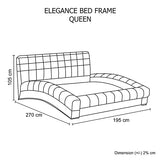 Designer Bed in Faux Leather Queen Size Stainless Steel Curved Side Black Colour with Metal Frame