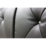 King Size Black Colour Bed Frame Upholstered Faux Leather with Crystal Headrest