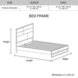 Queen size Bed Frame Solid Wood Acacia Veneered Bedroom Furniture Steel Legs