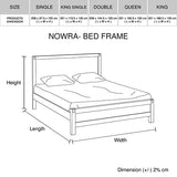 Bed Frame Single Size in Solid Wood Veneered Acacia Bedroom Timber Slat in Oak