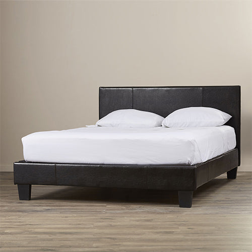 King Size Leatheratte Bed Frame in Black Colour with Metal Joint Slat Base