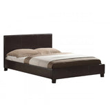 Queen Size Leatheratte Bed Frame in Brown Colour with Metal Joint Slat Base