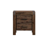 Bedside Table 2 drawers Night Stand in Solid Acacia Wood Chocolate Colour