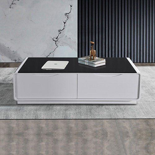 Coffee Table High Gloss Finish MDF Black & White Colour with 2 Drawers Storage