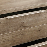 Dresser with 3 Storage Drawers in Natural Wood like MDF in Oak Colour with Mirror