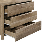 Dresser with 3 Storage Drawers in Natural Wood like MDF in Oak Colour with Mirror