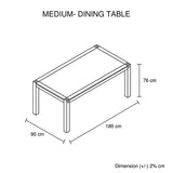 7 Pieces Dining Suite 180cm Medium Size Dining Table & 6X Chairs with Solid Acacia Wooden Base in Oak Colour