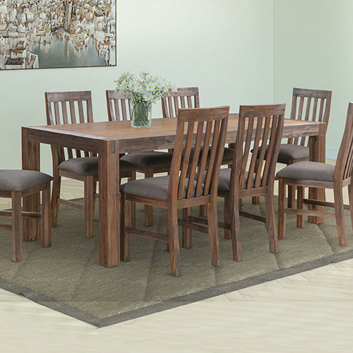 Dining Table 210cm Large Size with Solid Acacia  Wooden Base in Chocolate Colour