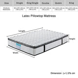 King Single Mattress Latex Pillow Top Pocket Spring Foam Medium Firm Bed