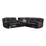 5 Seater Corner Couch Velvet Grey Fabric Recliner Sofa Lounge Set with Quilted Back Cushions