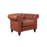 3+2+1 Seater Brown Sofa Lounge Chesterfireld Style Button Tufted in Faux Leather