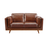 3+2+1 Seater Sofa Brown Leather Lounge Set for Living Room Couch with Wooden Frame