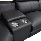 6 Seater Real Later sofa Black Color Lounge Set for Living Room Couch with Adjustable Headrest