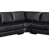 Lounge Set Luxurious 6 Seater Bonded Leather Corner Sofa Living Room Couch in Black with Chaise