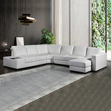 Lounge Set Luxurious 6 Seater Bonded Leather Corner Sofa Living Room Couch in White with Chaise