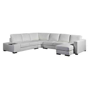 Lounge Set Luxurious 6 Seater Bonded Leather Corner Sofa Living Room Couch in White with Chaise