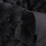 2 Seater Sofa Classic Button Tufted Lounge in Black Velvet Fabric with Metal Legs