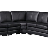 Lounge Set Luxurious 6 Seater Faux Leather Corner Sofa Living Room Couch in Black with 2x Ottomans