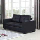 2 Seater Lounge Leatherette Sofa Couch with Wooden Frame in Black Colour