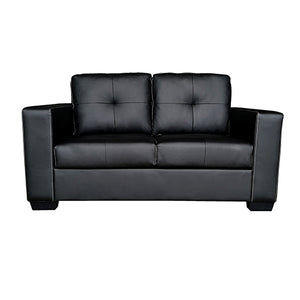 2 Seater Lounge Leatherette Sofa Couch with Wooden Frame in Black Colour