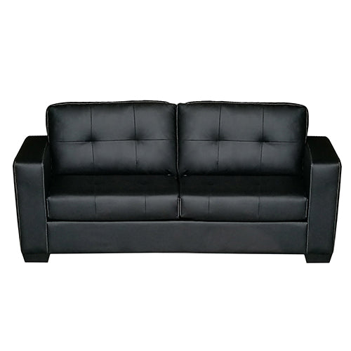 3 Seater Lounge Leatherette Sofa Couch with Wooden Frame in Black Colour