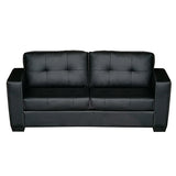 3 Seater Lounge Leatherette Sofa Couch with Wooden Frame in Black Colour