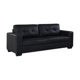 3 Seater Lounge Leatherette Sofa Couch with Wooden Frame in Black Colour