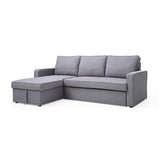 3 Seater Sofa Bed with pull Out Storage Corner Chaise Lounge Set in Grey