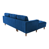 Velvet Upholstery 2 Seater Tufted Sofa Blue Color Lounge Set for Living Room Couch with Chaise