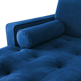 Velvet Upholstery 2 Seater Tufted Sofa Blue Color Lounge Set for Living Room Couch with Chaise