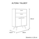 Acacia 4 Drawers Tallboy Storage Cabinet Wood