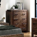 Tallboy with 4 Storage Drawers Assembled in Chocolate Colour Solid Wooden