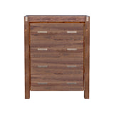 Tallboy with 4 Storage Drawers Solid Wooden Assembled in Chocolate Colour