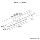 TV Cabinet with 3 Storage Drawers Extendable With Glossy MDF Entertainment Unit in Black Color