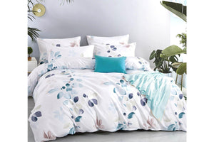 Luxton King Size Turquoise Teal Elia Leaf Quilt Cover Set