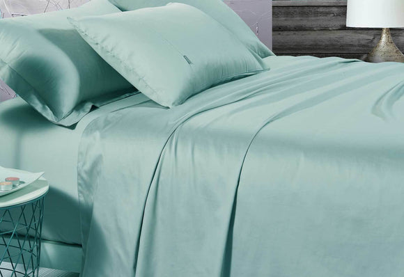 Luxton Queen Size 500TC Cotton Sateen Fitted Sheet (Mint Color)