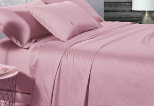 Luxton King Single Size 500TC Cotton Sateen Fitted Sheet (Pink Color)