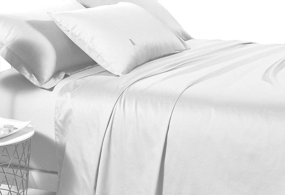 Luxton Single Size 500TC Cotton Sateen Fitted Sheet (White Color)