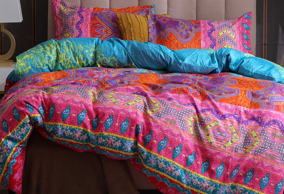 Luxton Double Size 3pcs Boho Mandala Quilt Cover Set(3PCS)