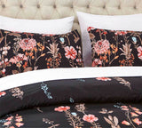 Luxton Super King Size 3pcs Floral Black Quilt Cover Set(3PCS)