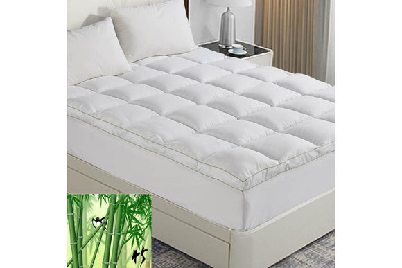 Luxton Queen Size 1000GSM Bamboo Mattress Topper with Gusset Support