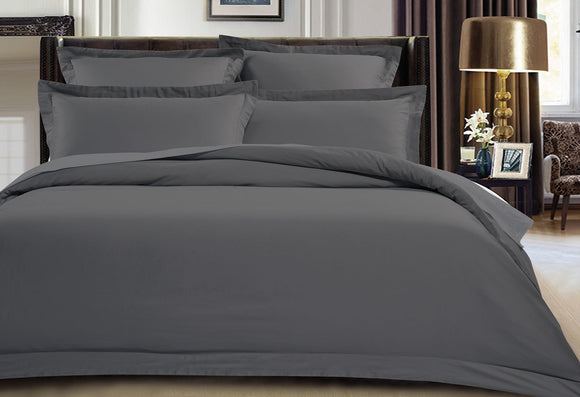 Luxton King Size 500TC Cotton Sateen Quilt Cover Set (Charcoal Color)