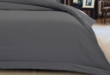 Luxton Queen Size 500TC Cotton Sateen Quilt Cover Set (Charcoal Color)