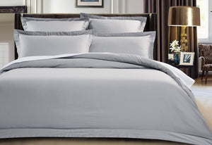 Luxton King Size 500TC Cotton Sateen Quilt Cover Set (Silver Color)