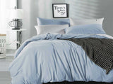 Luxton Queen Size Blue Fog Vintage Washed Cotton Quilt Cover Set(3PCS)